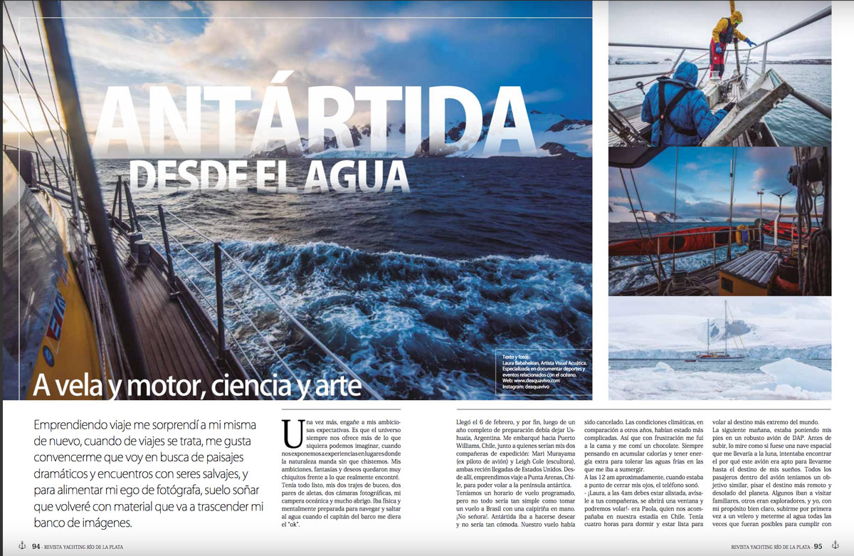 Nota Antartida desde el agua en revista Yachting Rio de la Plata